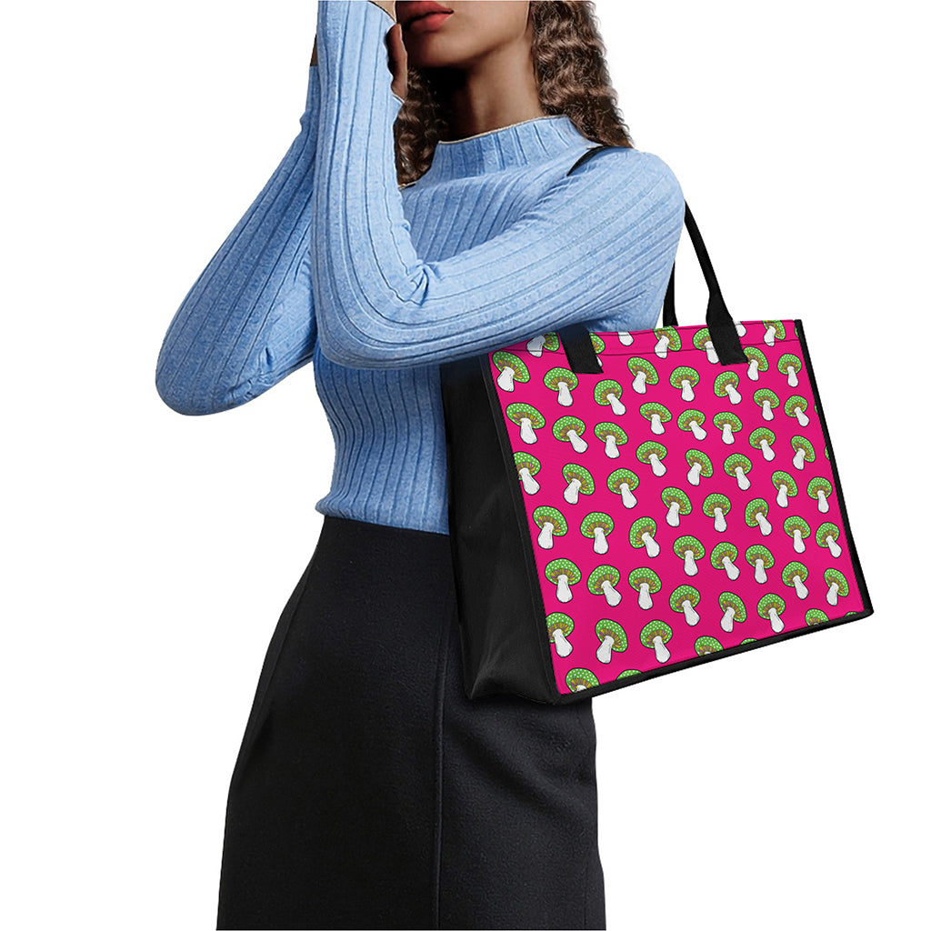 Crazy Mushroom Pattern Print Canvas Tote Bag