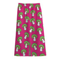 Crazy Mushroom Pattern Print Cotton Front Slit Maxi Skirt