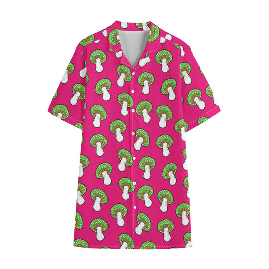 Crazy Mushroom Pattern Print Cotton Hawaiian Shirt