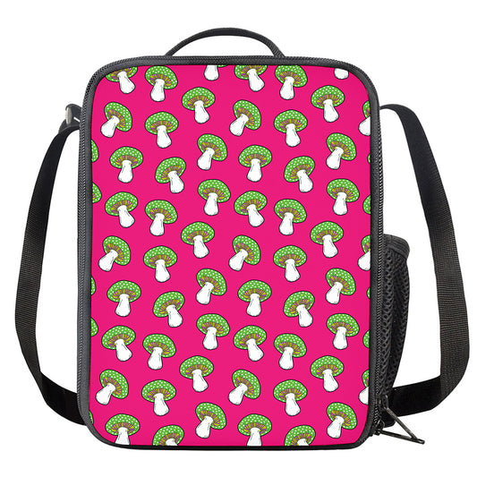Crazy Mushroom Pattern Print Crossbody Lunch Bag