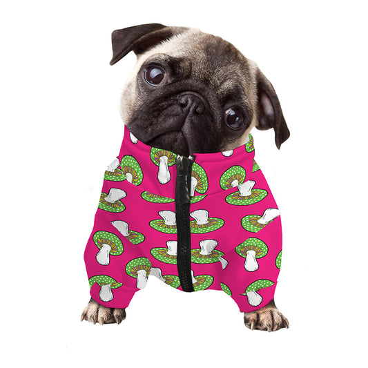 Crazy Mushroom Pattern Print Dog Zip Up Jacket