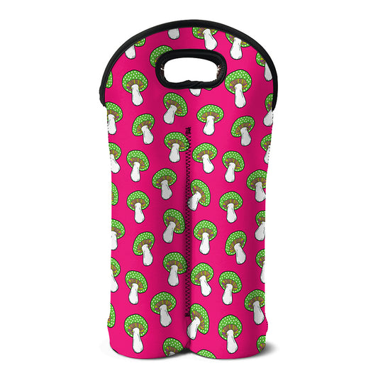 Crazy Mushroom Pattern Print Double Neoprene Wine Tote