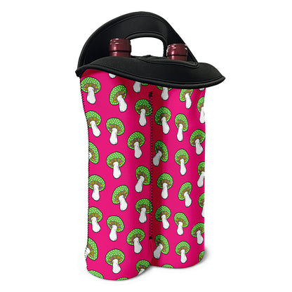 Crazy Mushroom Pattern Print Double Neoprene Wine Tote