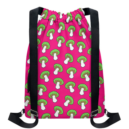 Crazy Mushroom Pattern Print Drawstring Backpack