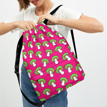 Crazy Mushroom Pattern Print Drawstring Backpack