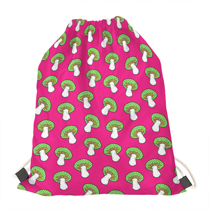 Crazy Mushroom Pattern Print Drawstring Bag