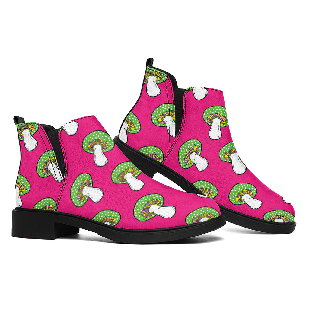 Crazy Mushroom Pattern Print Flat Ankle Boots