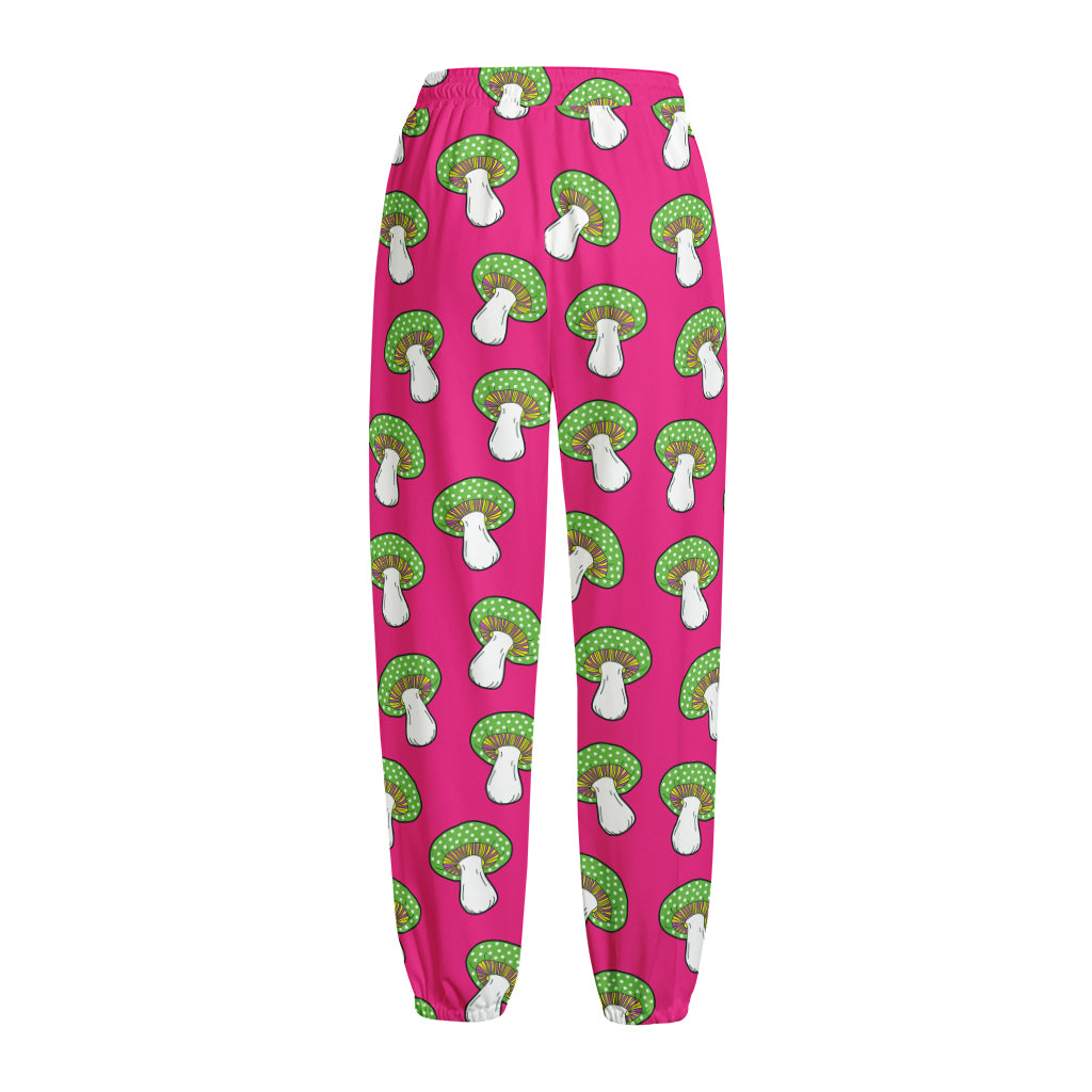 Crazy Mushroom Pattern Print Fleece Lined Knit Pants