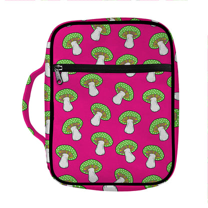 Crazy Mushroom Pattern Print Front Pocket Bible Bag