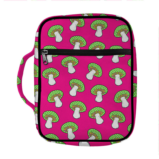 Crazy Mushroom Pattern Print Front Pocket Bible Bag