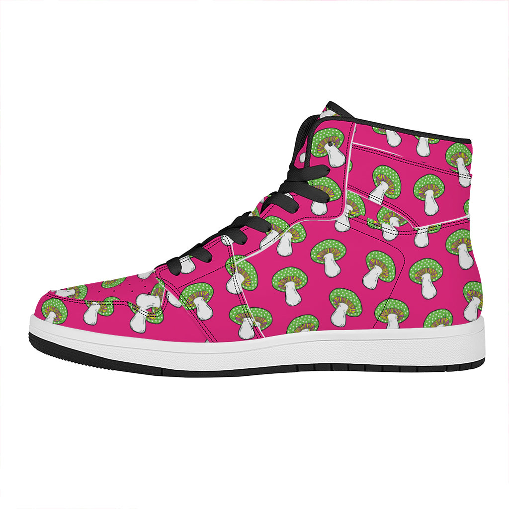 Crazy Mushroom Pattern Print High Top Leather Sneakers