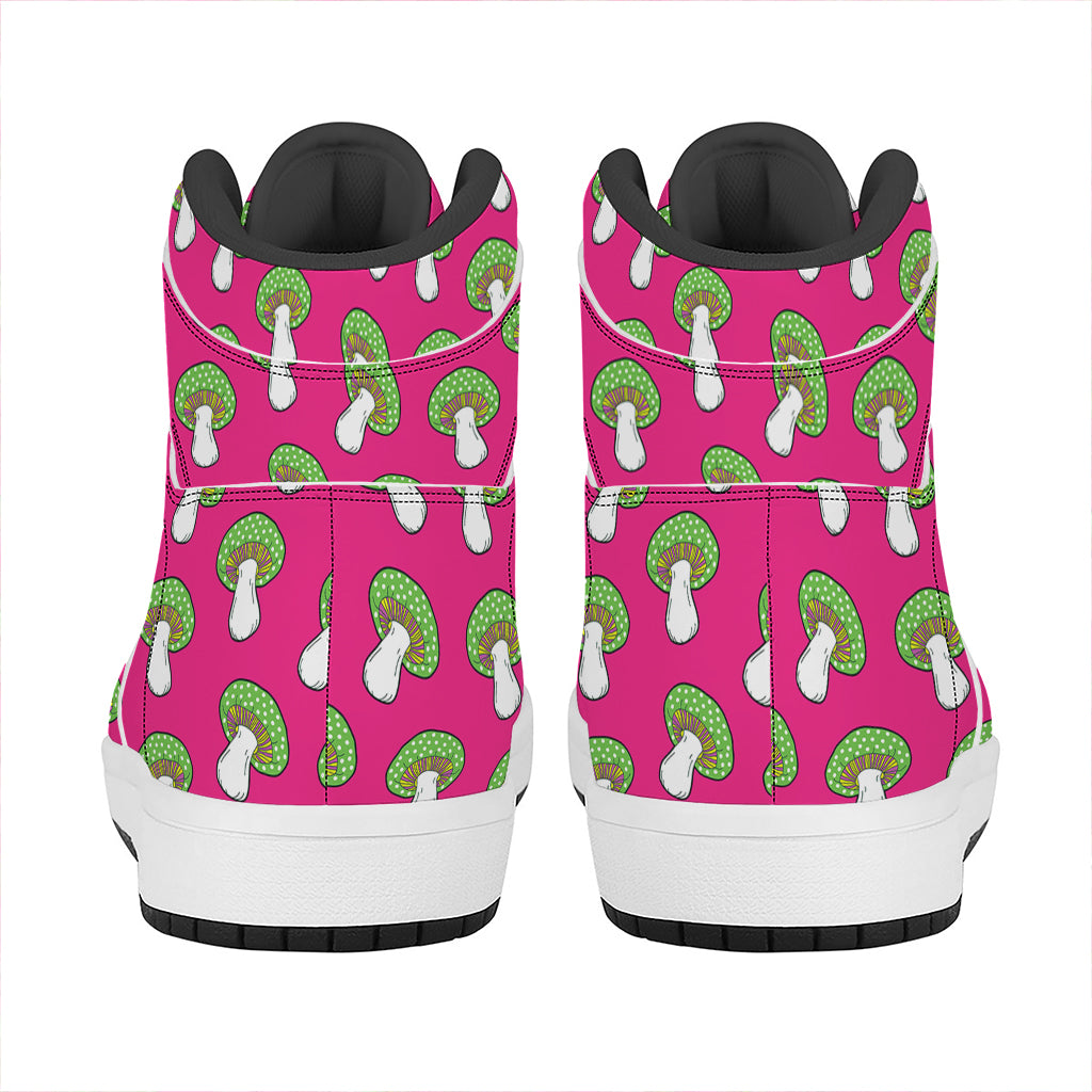 Crazy Mushroom Pattern Print High Top Leather Sneakers