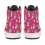 Crazy Mushroom Pattern Print High Top Leather Sneakers