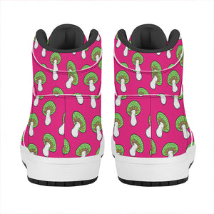 Crazy Mushroom Pattern Print High Top Leather Sneakers