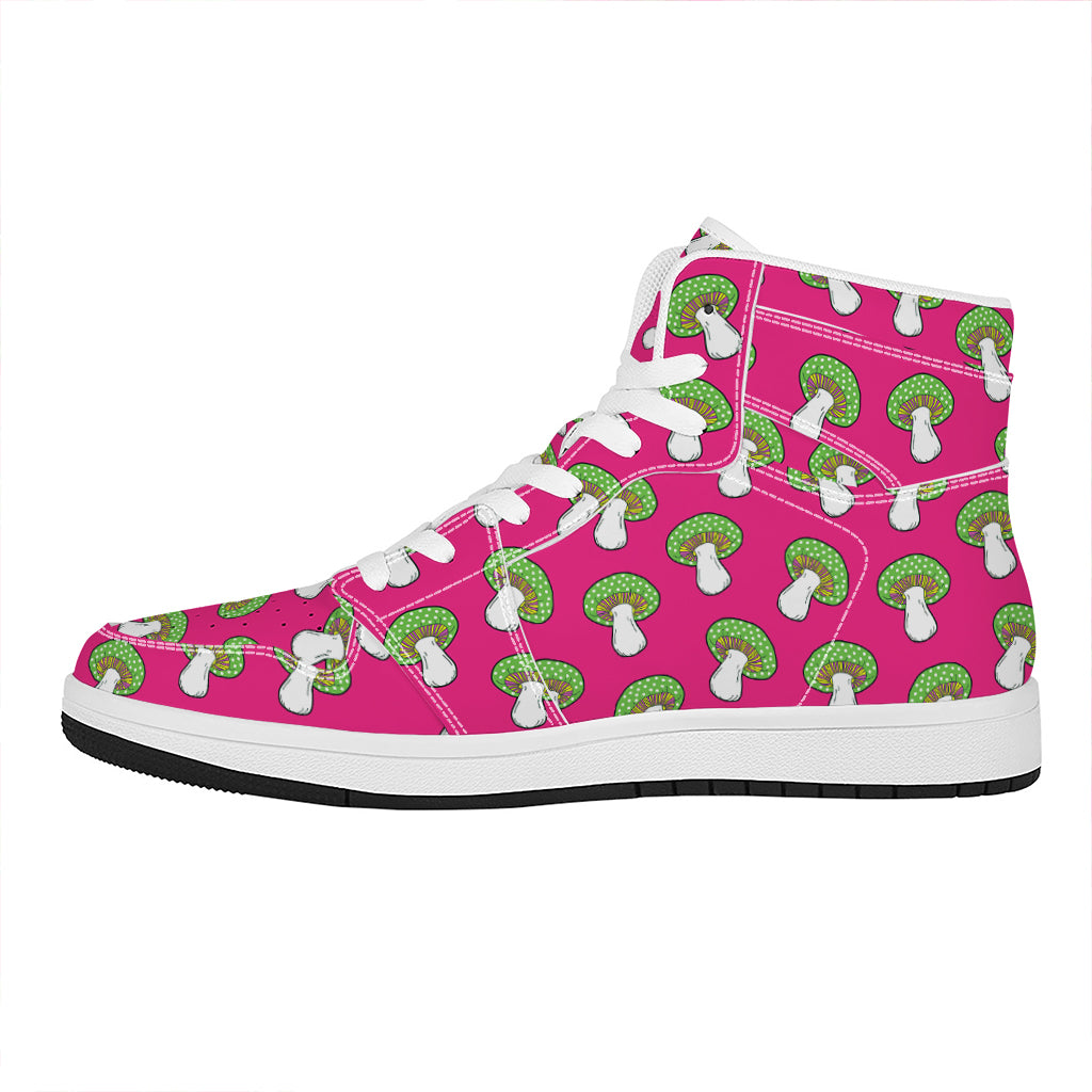 Crazy Mushroom Pattern Print High Top Leather Sneakers