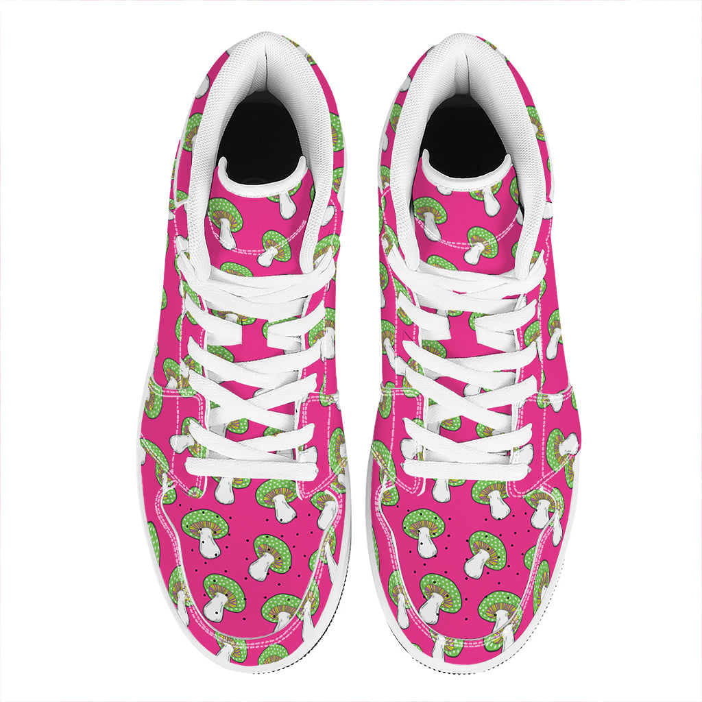 Crazy Mushroom Pattern Print High Top Leather Sneakers