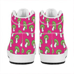 Crazy Mushroom Pattern Print High Top Leather Sneakers