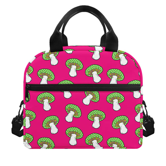 Crazy Mushroom Pattern Print Insulated Lunch Bag