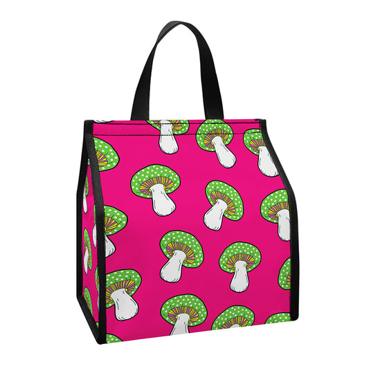 Crazy Mushroom Pattern Print Insulated Lunch Tote