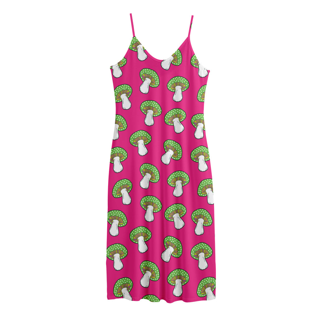 Crazy Mushroom Pattern Print Jersey Midi Cami Dress