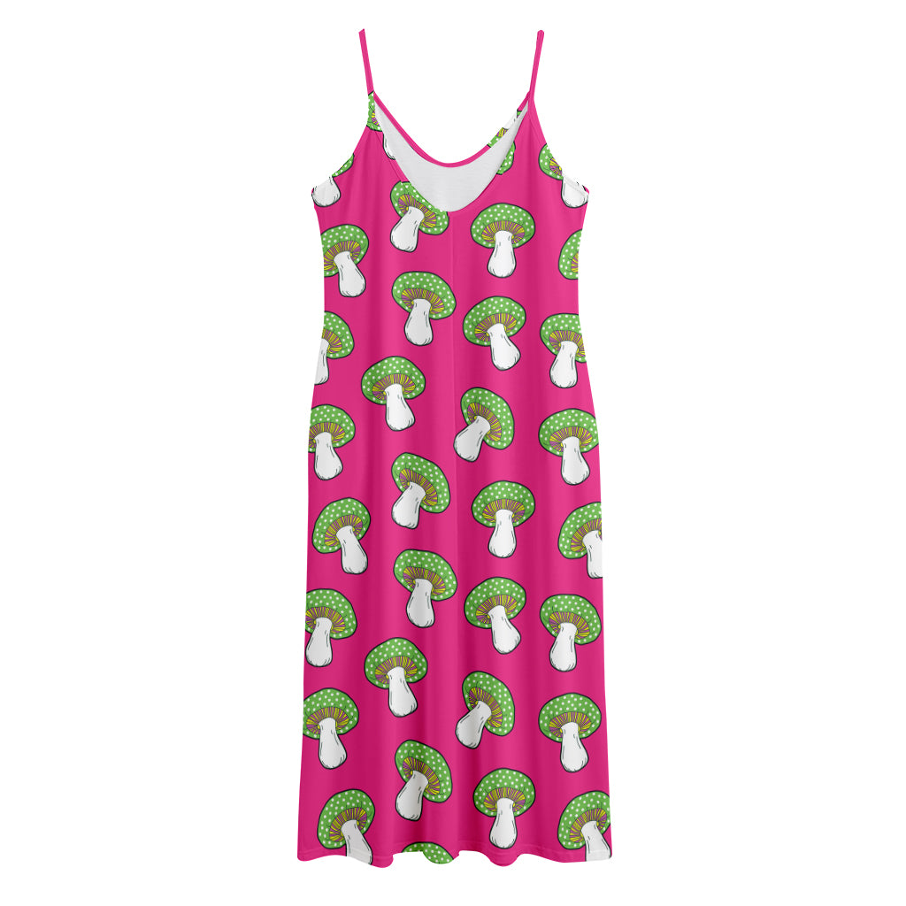 Crazy Mushroom Pattern Print Jersey Midi Cami Dress
