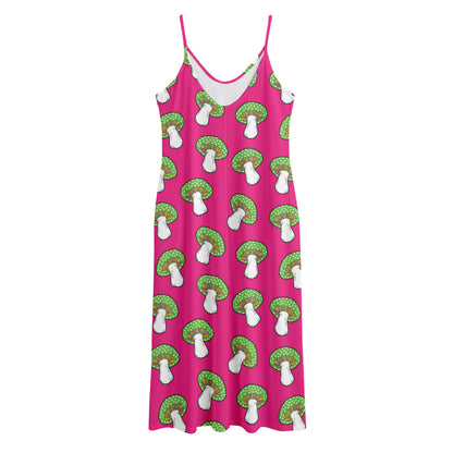 Crazy Mushroom Pattern Print Jersey Midi Cami Dress