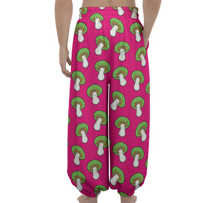 Crazy Mushroom Pattern Print Lantern Pants