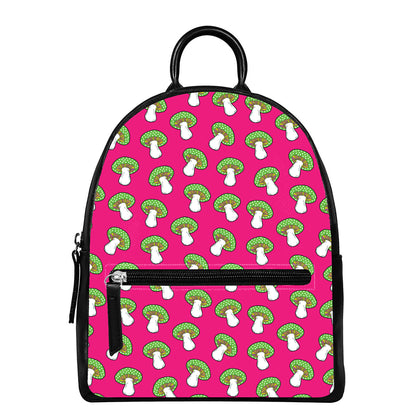 Crazy Mushroom Pattern Print Leather Backpack