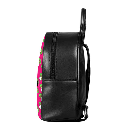 Crazy Mushroom Pattern Print Leather Backpack