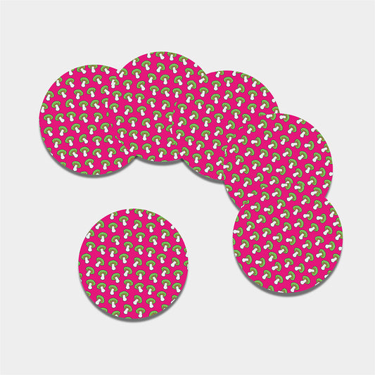 Crazy Mushroom Pattern Print Leather Coaster Set