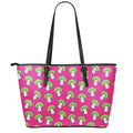 Crazy Mushroom Pattern Print Leather Tote Bag With Zipper