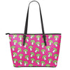 Crazy Mushroom Pattern Print Leather Tote Bag