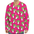 Crazy Mushroom Pattern Print Long Sleeve Baseball Jersey