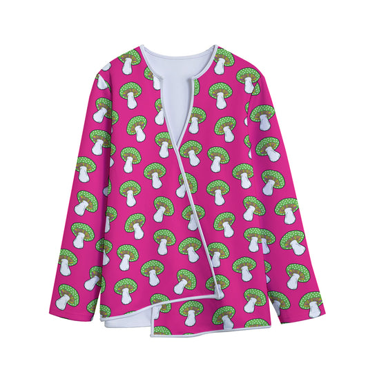 Crazy Mushroom Pattern Print Long Sleeve Short Coat