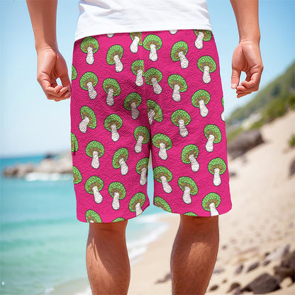 Crazy Mushroom Pattern Print Men's Cargo Shorts