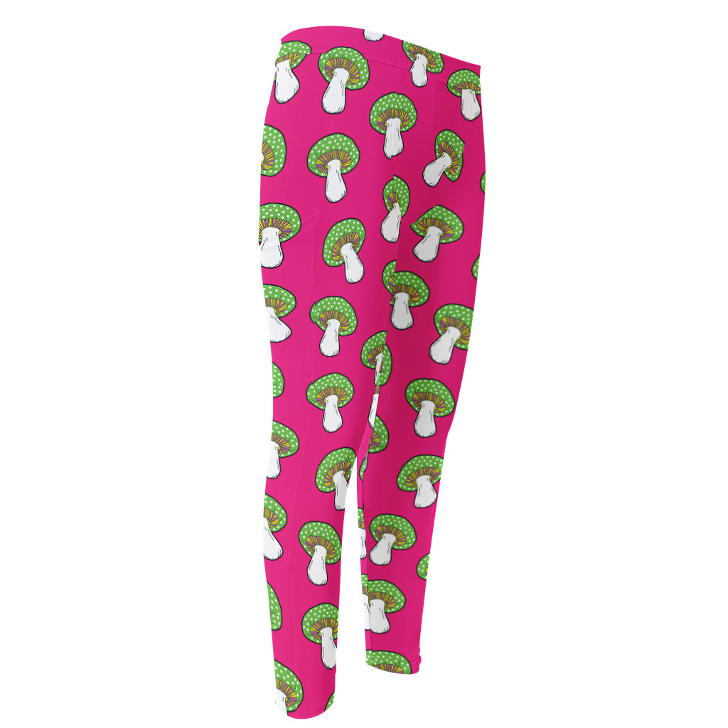 Crazy Mushroom Pattern Print Men's Compression Pants