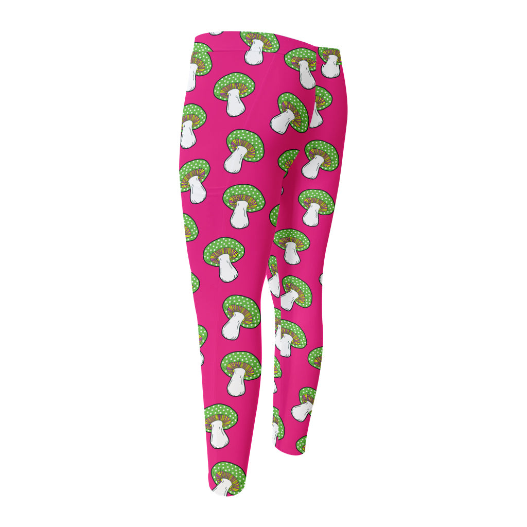 Crazy Mushroom Pattern Print Men's Compression Pants