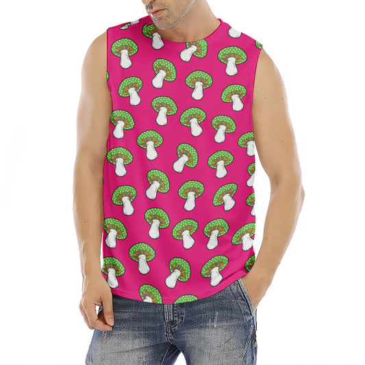 Crazy Mushroom Pattern Print Men's Fitness Tank Top