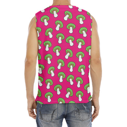 Crazy Mushroom Pattern Print Men's Fitness Tank Top
