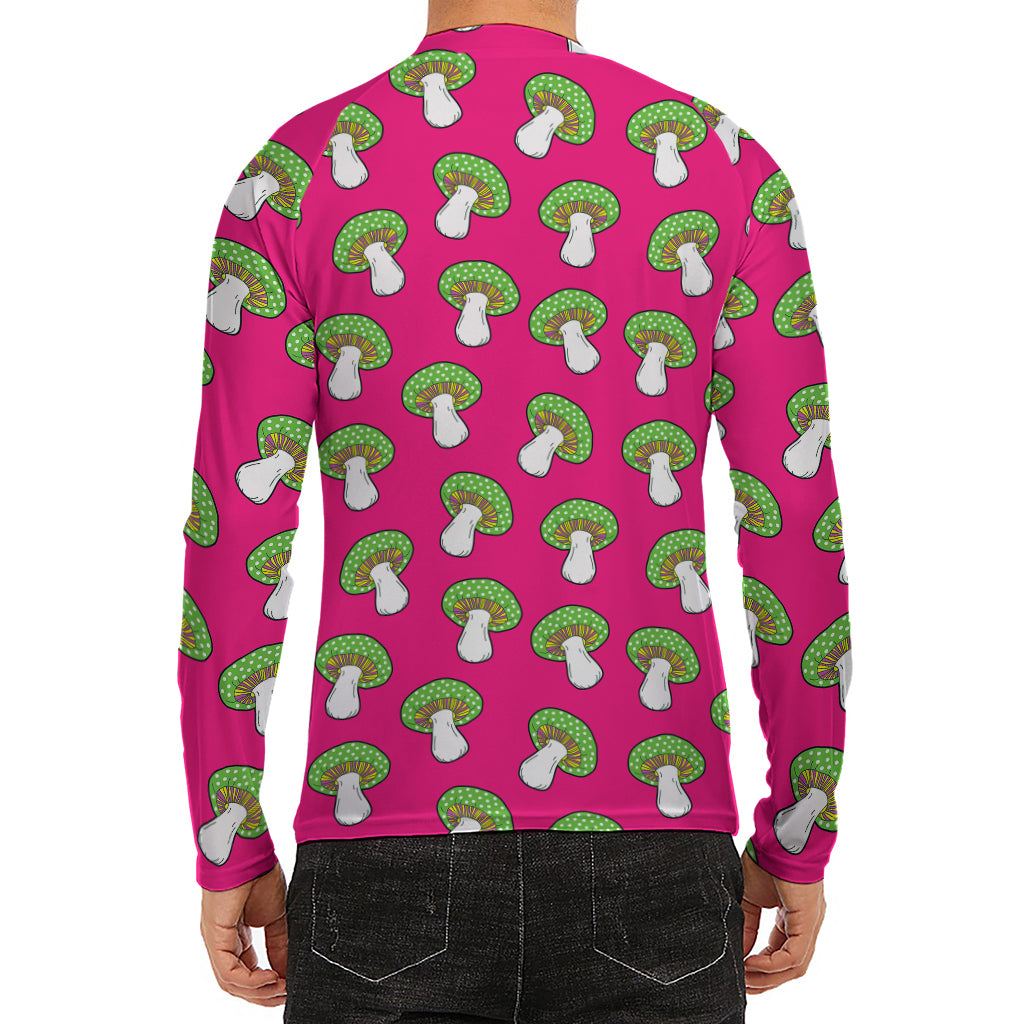 Crazy Mushroom Pattern Print Men's Long Sleeve Rash Guard