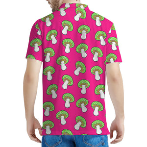 Crazy Mushroom Pattern Print Men's Polo Shirt