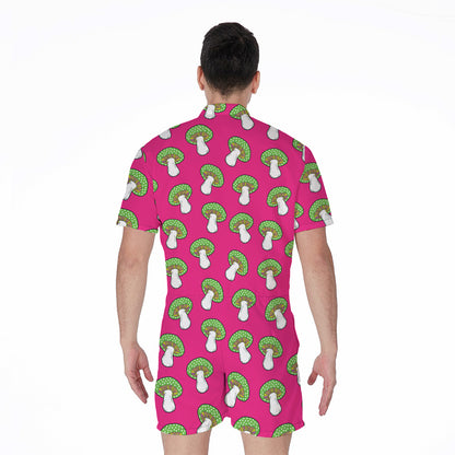 Crazy Mushroom Pattern Print Men's Rompers