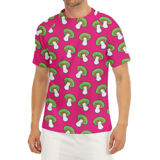 Crazy Mushroom Pattern Print Men's Short Sleeve Rash Guard