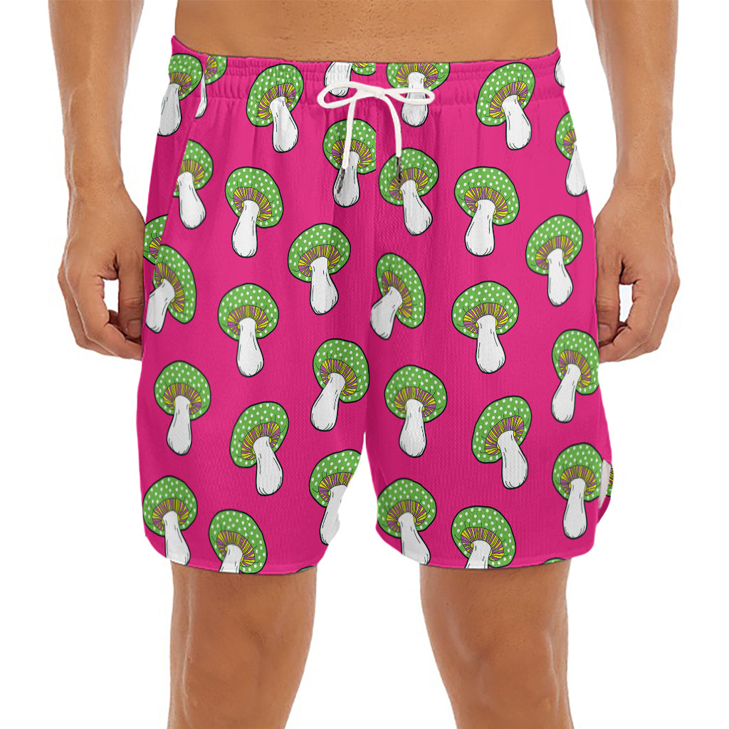 Crazy Mushroom Pattern Print Men's Split Running Shorts