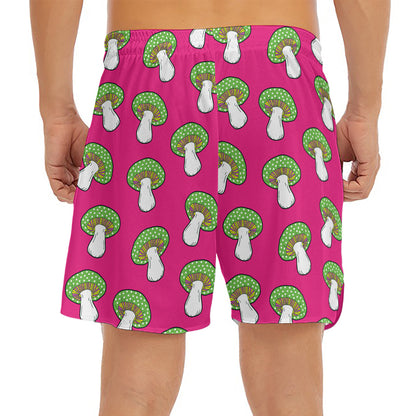 Crazy Mushroom Pattern Print Men's Split Running Shorts