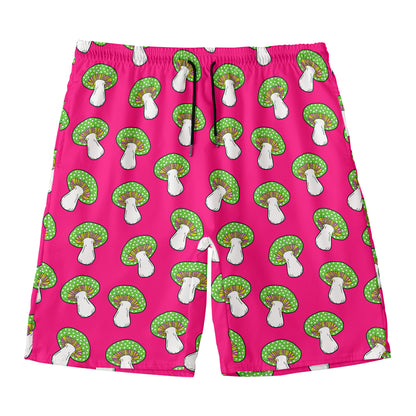 Crazy Mushroom Pattern Print Men's Swim Trunks
