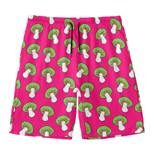 Crazy Mushroom Pattern Print Men's Swim Trunks