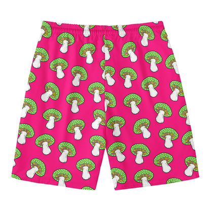 Crazy Mushroom Pattern Print Men's Swim Trunks
