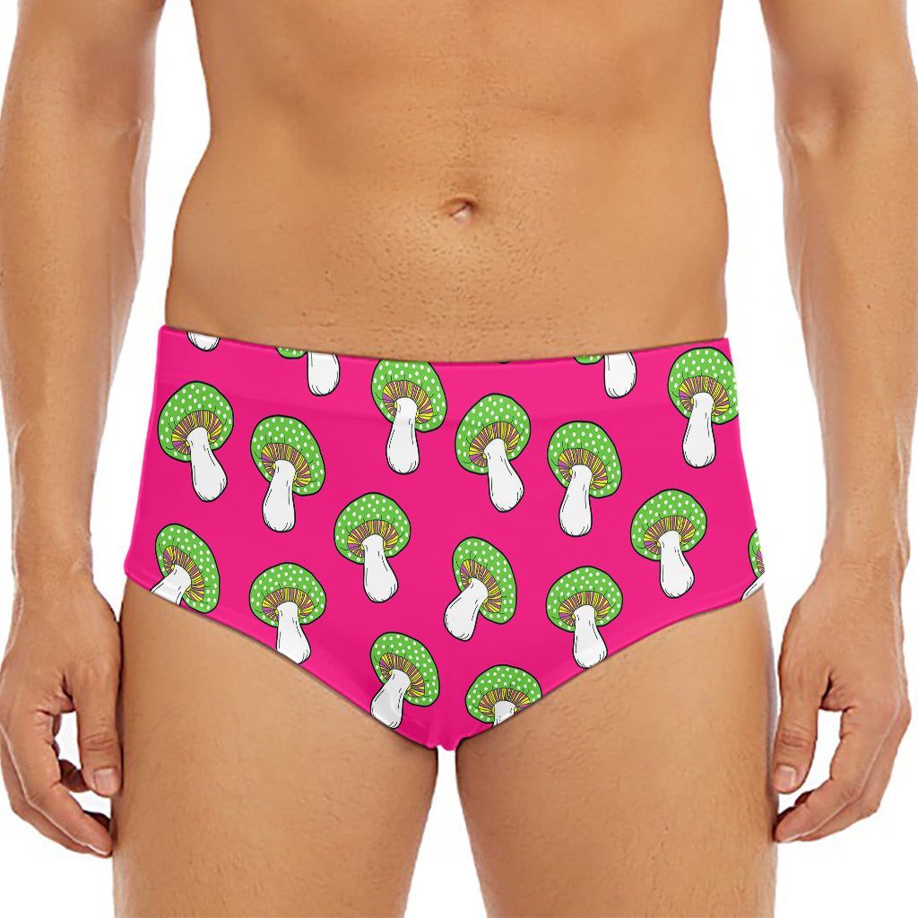 Crazy Mushroom Pattern Print Men's Triangle Swim Briefs