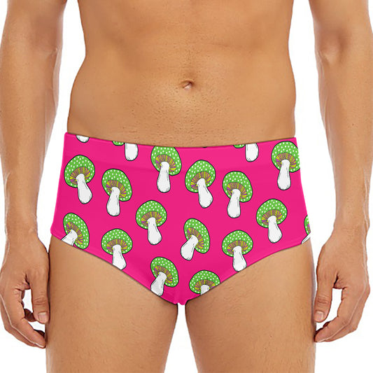 Crazy Mushroom Pattern Print Men's Triangle Swim Briefs